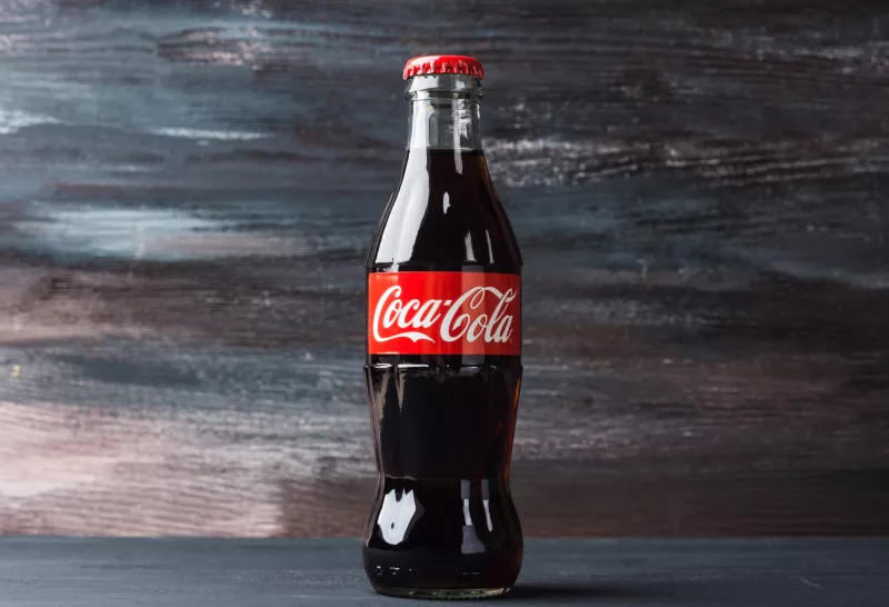Classic glass bottle of Coca-Cola soda
